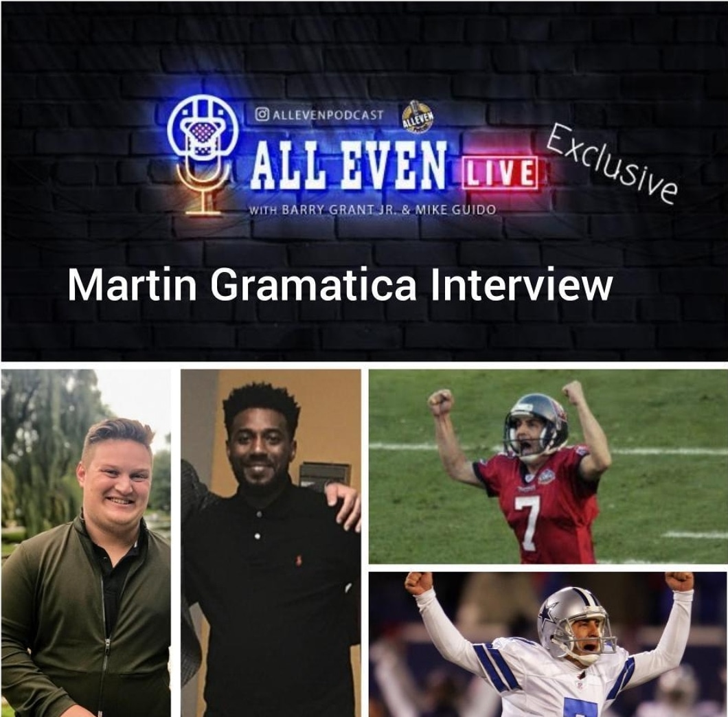 ALLEVENPODCAST's tweet photo. ALL EVEN LIVE EXCLUSIVE INTERVIEW with Martin Gramatica next Thursday at 3pm on ZOOM. Can't wait for this!!! #nfl #legend #alleven #mikeguido #gramatica @TheNRHour_ https://t.co/LoxDqdaizx