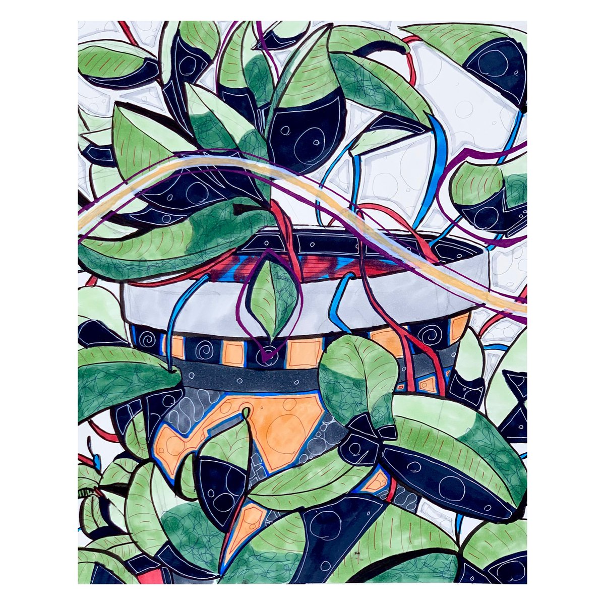 mslandersart's tweet photo. AP Drawing direct observation timed final exam (1.5 hours). 100% virtual. Use a #sharpiemagnum to create a varied contour line &amp; add layered colored media to create texture. @DeKalbSchools @ChambleeBG @CWATSONHARRIS #highschoolart #dekalbschools #chambleeart #mixedmediaart https://t.co/jkSu37avyh