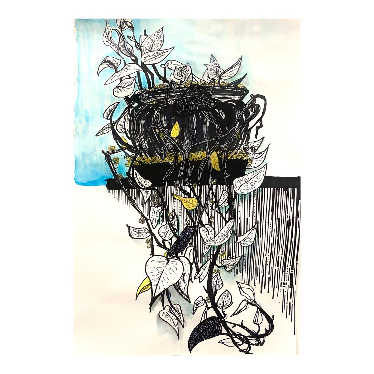 mslandersart's tweet photo. AP Drawing direct observation timed final exam (1.5 hours). 100% virtual. Use a #sharpiemagnum to create a varied contour line &amp; add layered colored media to create texture. @DeKalbSchools @ChambleeBG @CWATSONHARRIS #highschoolart #dekalbschools #chambleeart #mixedmediaart https://t.co/jkSu37avyh