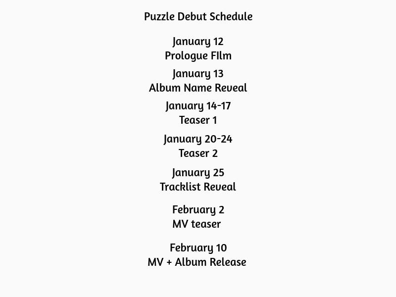 PUZZLE_milf's tweet photo. Here is the schedule for our debut!
#νΌμ¦ #PUZZLE #PUZZLEDEBUT #ERIN #MAI #VALEN #SKYE #MEI #MINNIE #LUCIFER #JAYLEE #MIYA #KATH #KAI #JANA #ANNET #TATI #ZERO https://t.co/zVhlxaklDZ