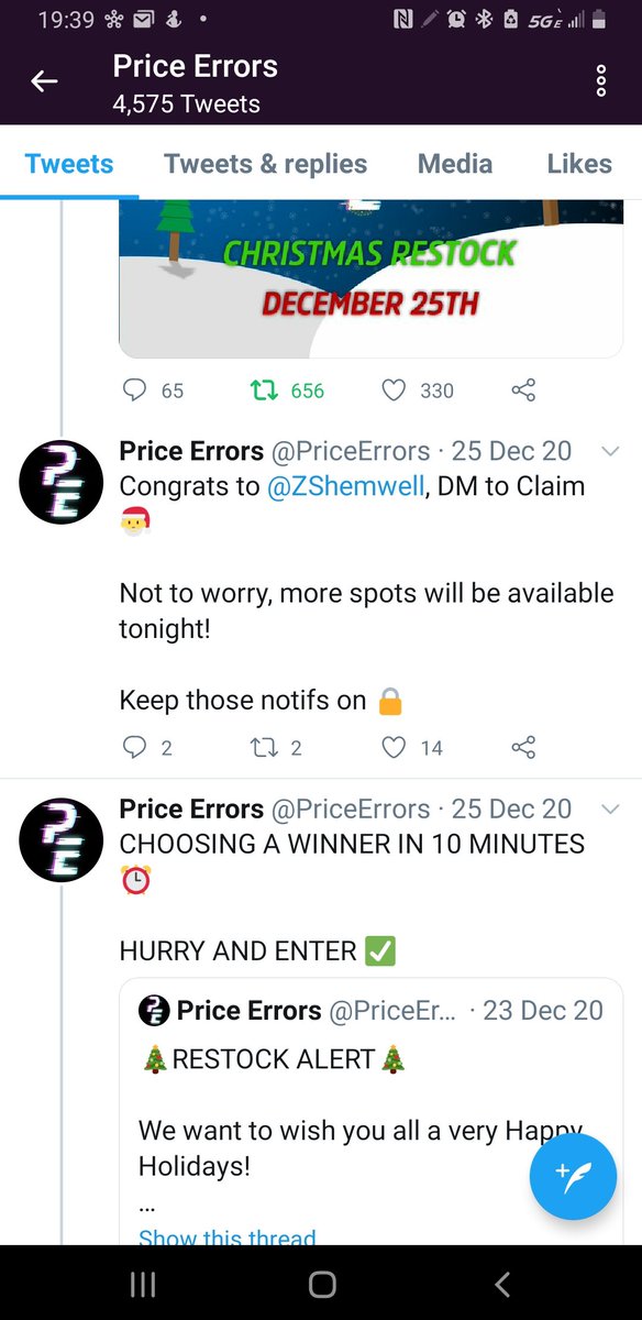 ZShemwell's tweet photo. @PriceErrors Won on Christmas and Dm'd, but never got my spot still. Notifications are still on too. 😶 https://t.co/iC3Br0hyHl