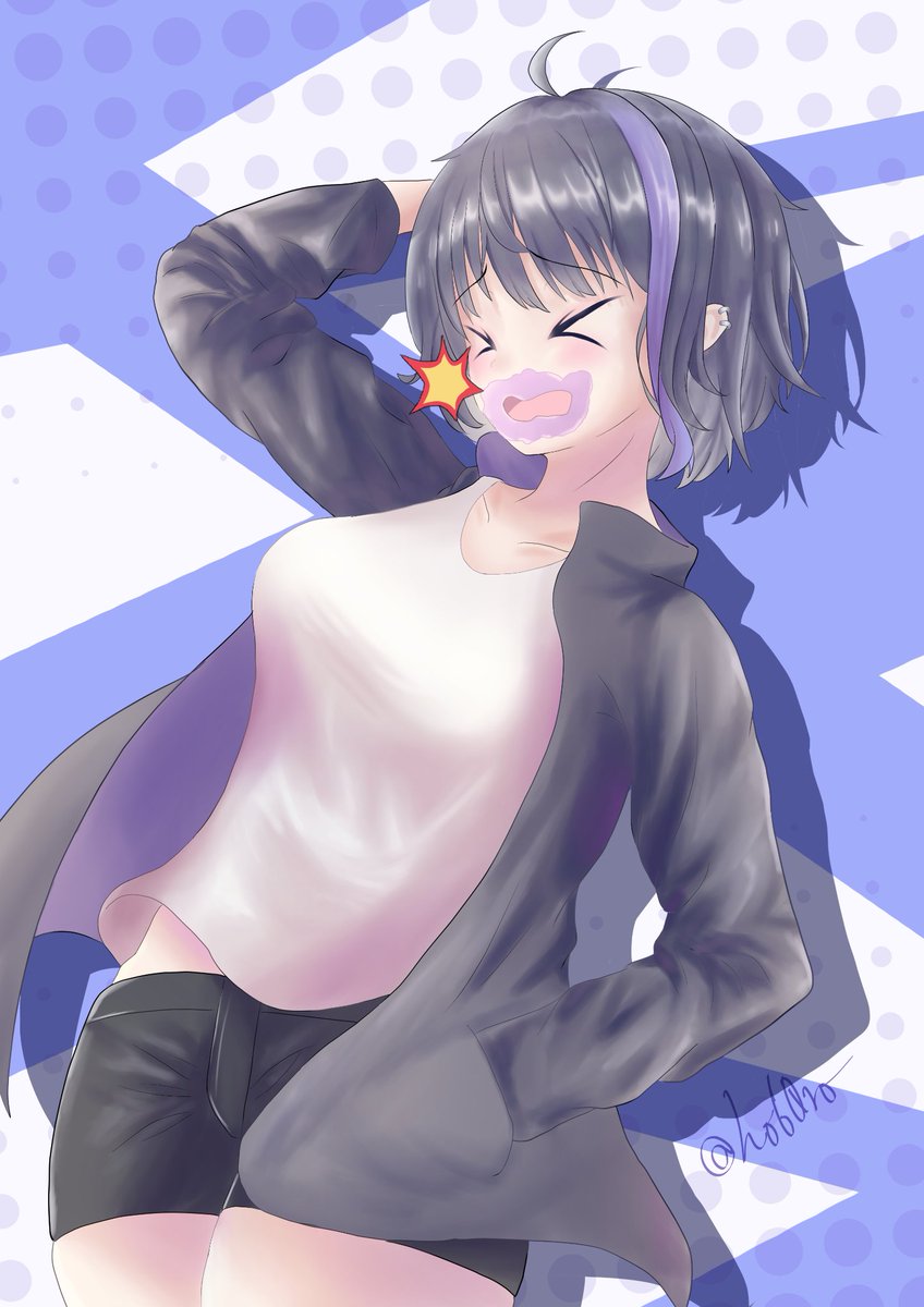 ほろほろほろろ クールな紫メッシュちゃん 風船ガムが割れた時 多分 きゃっ って言ってる イラスト ほろほろほろろ クールな紫メッシュちゃん 風船ガムが割れた時 多分 きゃっ って言ってる イラスト