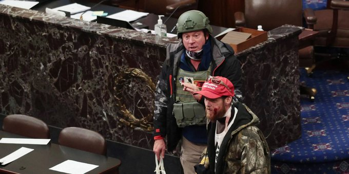IDENTIFIED Photograph #6 Retired Lieutenant Colonel Larry Rendall Brock, Jr., a Texas-based Air Force Combat Veteran Breached the Senate.  https://newyorker.com/news/news-desk/an-air-force-combat-veteran-breached-the-senate