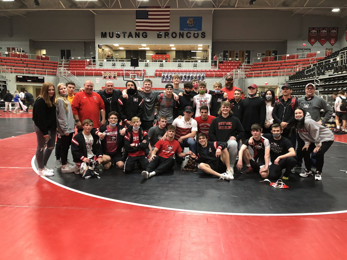Winners! Mustang defeats Tuttle 41-25 in the finals of the Mustang Invitational Dual Tournament.