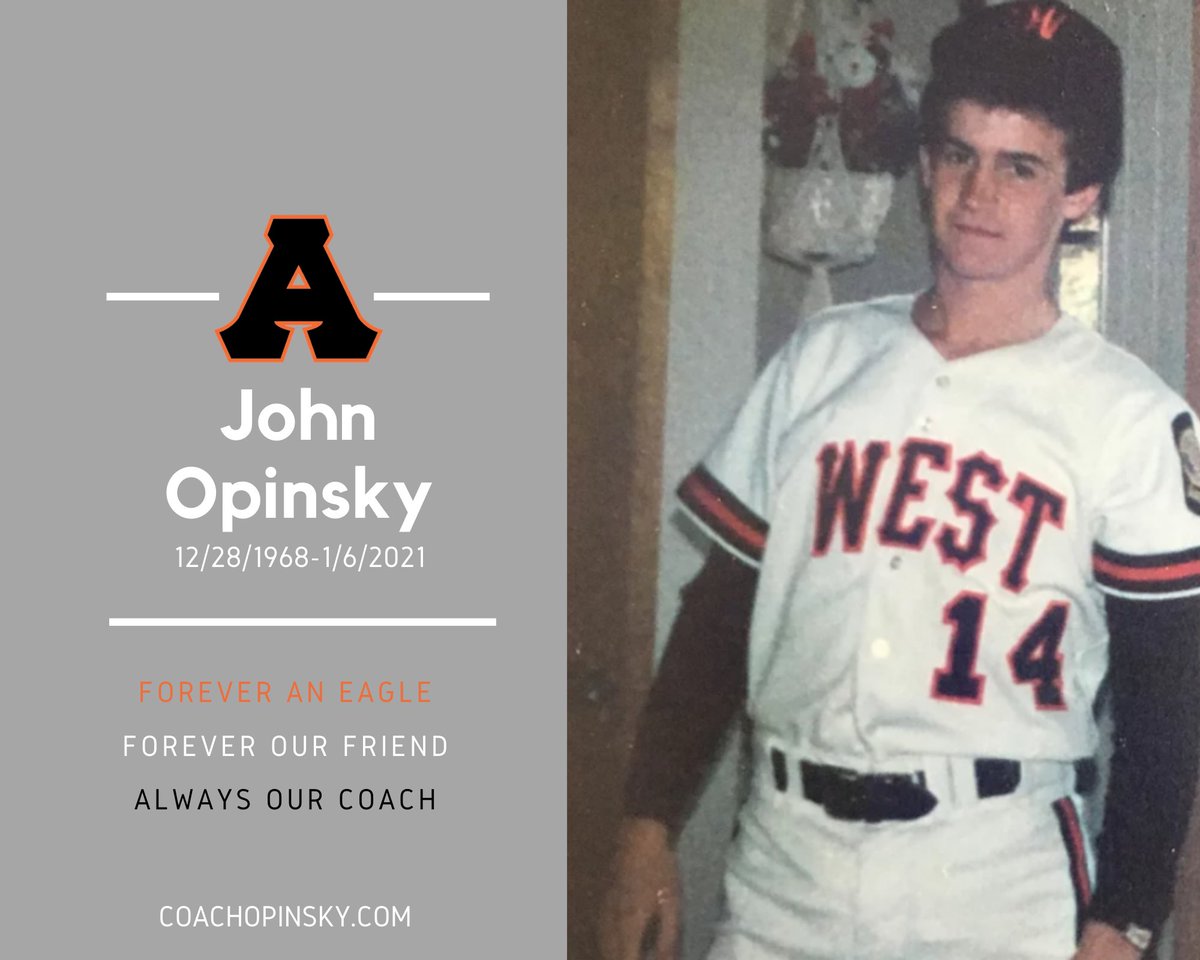 ONE_EAGLE_WHS's tweet photo. The West High community is deeply saddened with the news of our dear friend and West coach John Opinskys passing. The Opinsky family is in our thoughts. 🧡🖤Forever an eagle forever our friend, and always our coach! #ONEEAGLE Visit https://t.co/EooXLwSG6f for service information. https://t.co/YKviJNM6gl