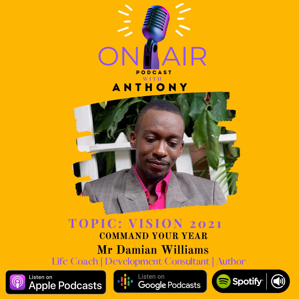 tonahjetua's tweet photo. This week I am joined by DAMIAN WILLIAMS who will be sharing how to we can readjust and get the best that this year has to offer.
NOW STREAMING .
Links below !
#2021 #yearinfocus #2021goals https://t.co/eZ54bwu6UB