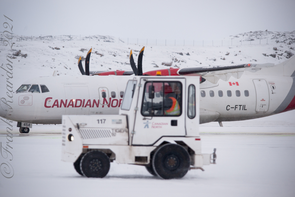 FrankReardon1's tweet photo. The little #Tiger #Photobomb me today when I was photographing #CFTIL in #Iqaluit #Nunavut JAN.9.2021 @CanadianNorth #YFBSpotters #RampLife https://t.co/f8mHDFMqog