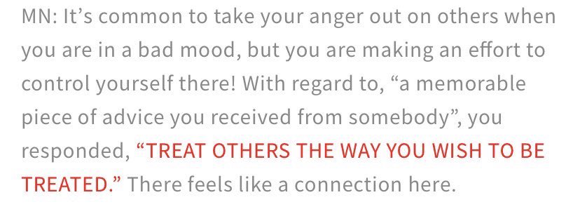 nct_127's tweet photo. memorable piece of advice mark has received from somebody is "treat others the way you wish to be treated" 🥺 https://t.co/s34jumwaWG