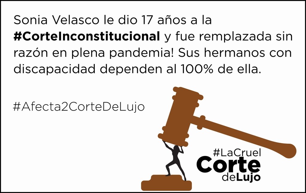 MaritzaVelezM's tweet photo. Detrás d cada supresión hay familias, madres solteras, personas con discapacidad, cabezas d hogar , ancianos y todxs se quedaron sin sustento con el despedido y remplazo injustificado d más d 40 trabajadorxs d la @CorteConstEcu #CorteINconstitucional #Afecta2CorteDeLujo https://t.co/Ngvof76dE2