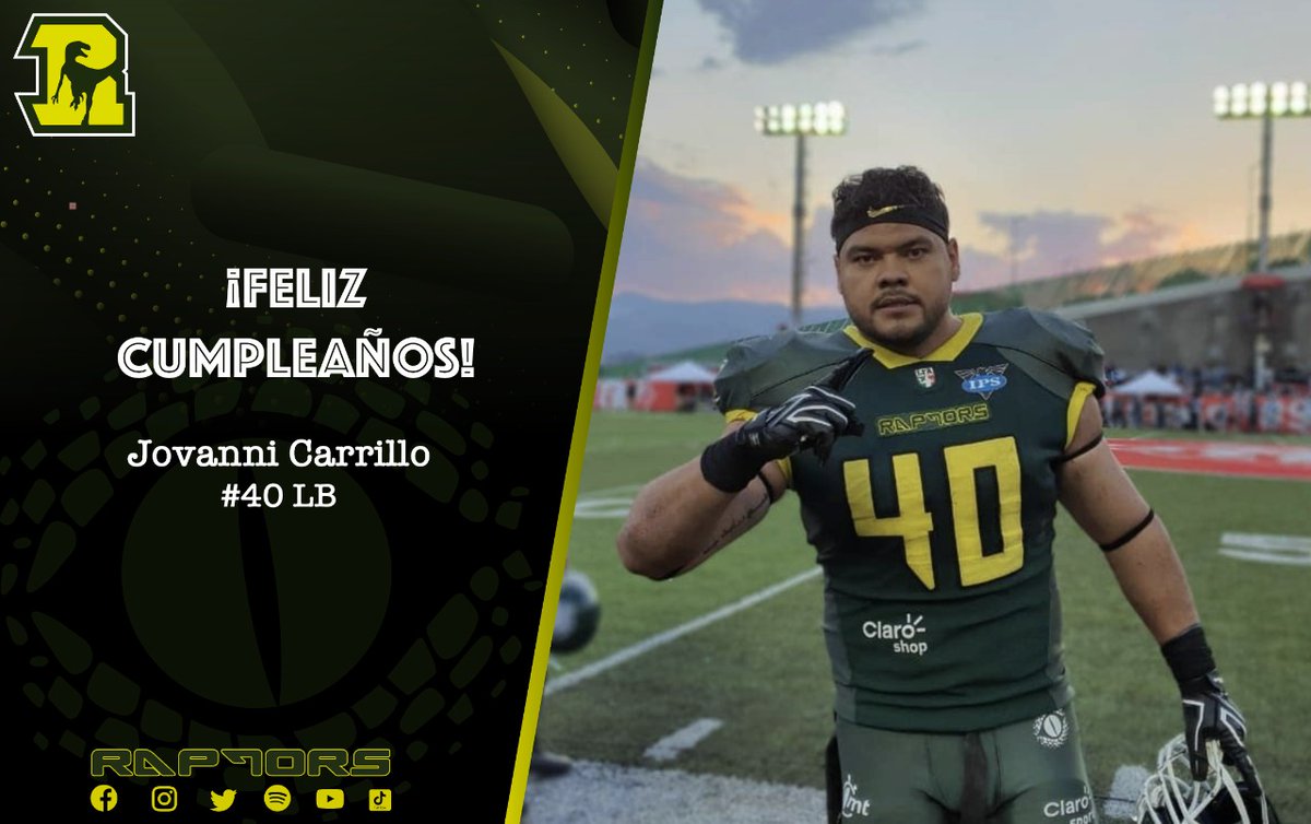 RaptorsLFA's tweet photo. Seguimos con los festejos🎉🎉, hoy es el turno de nuestro LB @jovanniCL
Vayan a sus redes sociales a desearle un excelente cumpleaños.

#YoSoyRaptorDe💚 https://t.co/6Uq5avgVYC
