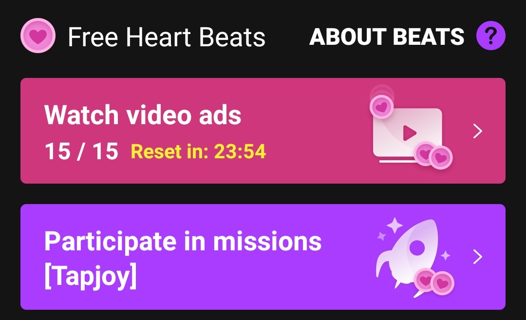 1. Mubeat: you collect "beats" which you can use to vote for  #SUPERJUNIOR   when they get nominated for an award. You can get "beats" everytime you watch an ad. You can only watch 15 ads per day and have to wait for 24 hours before you can watch again.  @SJofficial
