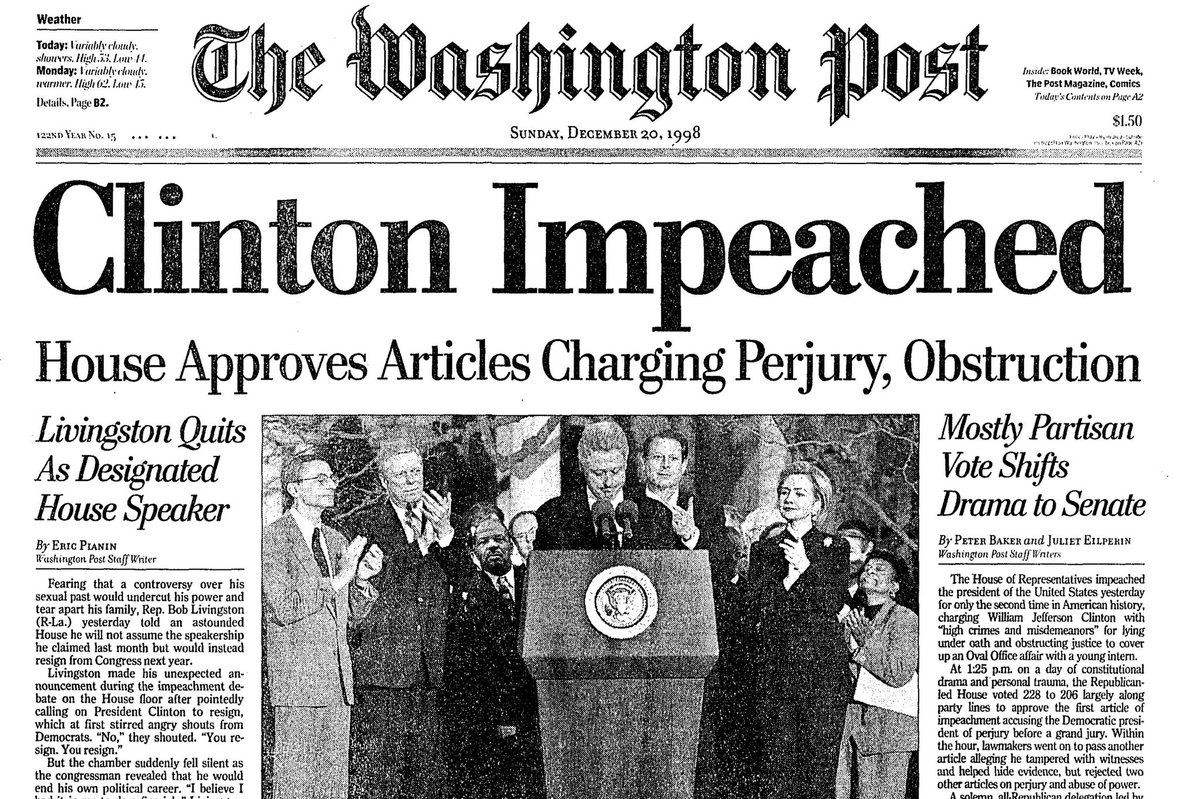ananavarro's tweet photo. Reminder: Republicans like Graham, McConnell, and others were willing to impeach Bill Clinton for lying about a blow-job.

Surely, they can bring themselves to impeach Trump for inciting violence and domestic terrorism that lead to 5 dead Americans, and could have been far worse. https://t.co/MvZzLb4jpp