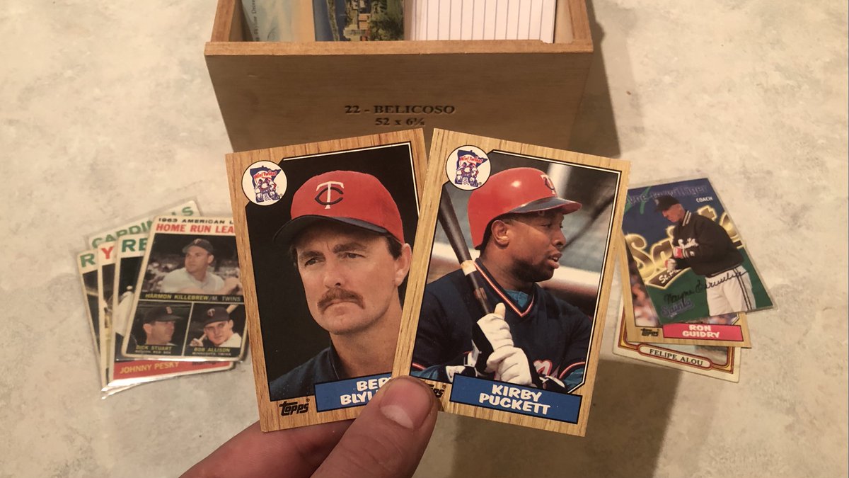 I have these two extra 1987 <a href="/Topps/">Topps</a> Bert Blyleven and Kirby Puckett cards sitting out. 

Retweet &amp; follow me for a chance to win them. #MNTwins