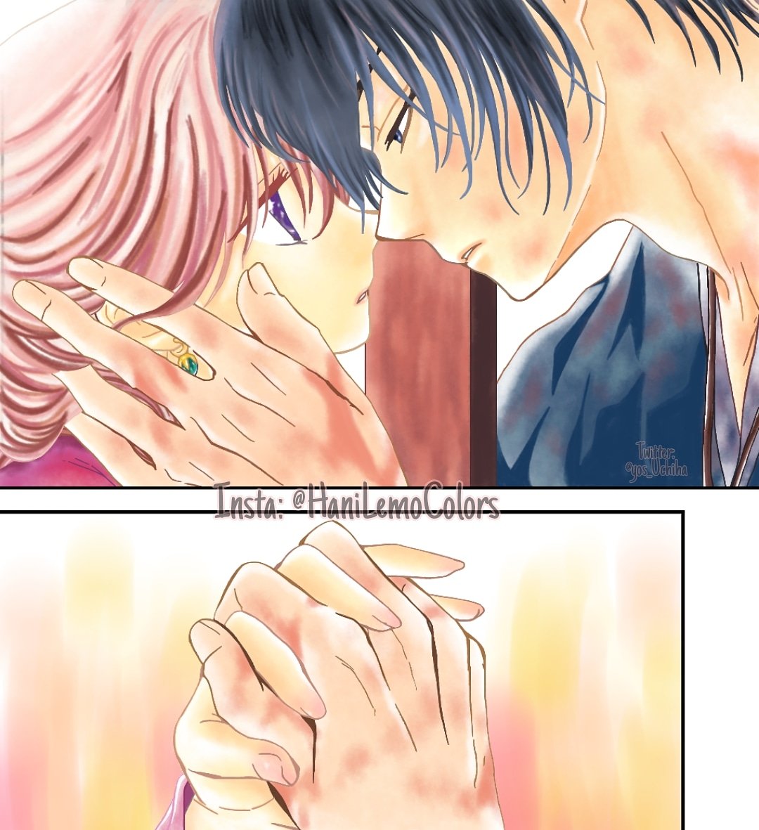 AkaYona_COLORS's tweet photo. #HakYona ♥️🙈
Sus miradas llenas de amor y la forma tan fuerte en la que se aferran al toque de sus manos 🙈 es muy... lindo ♥️
Raws: @Kashi_Yona (muchas gracias ♥️)
Tarde mucho pero ame hacerlo quedaron muy lindos 😍
#AkatsukiNoYona #暁のヨナ #AkaYona #Chapter202 #Page01 https://t.co/OjaXdkMbqB