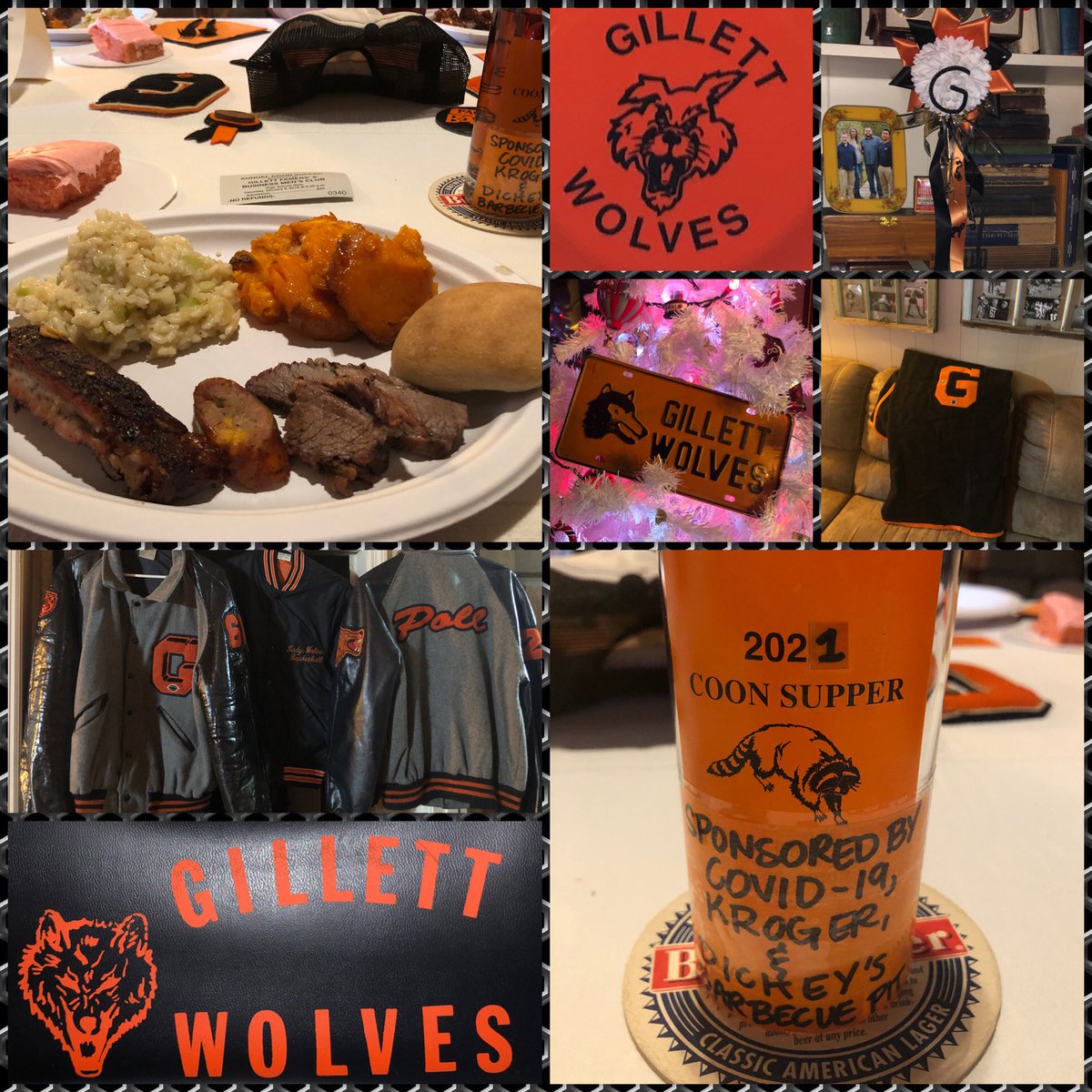 pollsk's tweet photo. The most exclusive event of the weekend was the 2021 Coon Supper, Pulaski County Edition, sponsored by #COVID19, @kroger, and @Dickeys. A good time was had by all three. #GillettYouBet https://t.co/vKynCO7mkc