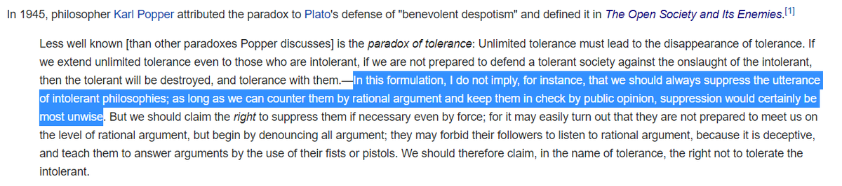 So we rewind to Popper. Does it look like Popper would agree with Marcuse or warn us about him? Marcuse's ethical program (liberationism) is what the Woke use, so would Popper agree with the Woke or warn us about them?The graphic is propaganda. It's a distortion.