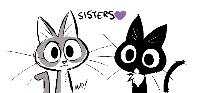 just wanted to draw my kitties, Misty and Moonie 
