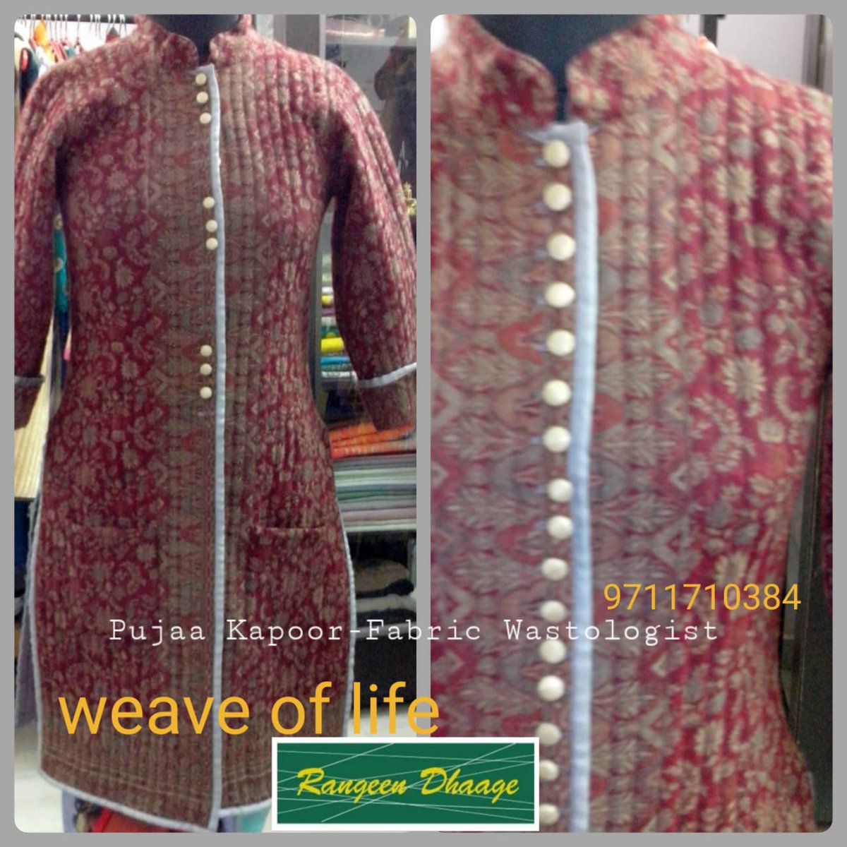 KapoorPujaa's tweet photo. Pujaa kapoor- Fabric wastologist
One of it's kind Jacket,customised for you from your Shawl's.
#reuse #restyled
#sustainability
#saveourheritage
#upcycle #shawls #nolandfill
#zerowasteliving
9711710384
Rangeen धागे weave of life
Every fabric has a story ready to be unfolded. https://t.co/OziiUGlJ2f