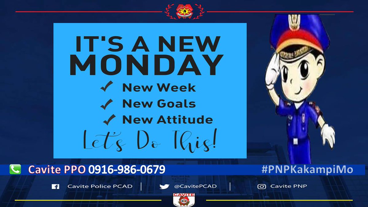 Its Monday be motivated!
#TeamPNP
#WeServeAndProtect
#CPNPDeboldSinas
#LetsVoltinAndFightAsOne
#TeamCALABARZON
#PNP4A
#PNPPATROLPlan2030
<a href="/Police4a/">Regional Community Affairs & Development Div. 4A</a> <a href="/IORC4A/">RPCRD PNP CALABARZON</a> <a href="/PNPhotline/">PNP Tweets</a> <a href="/TPUCav/">Cavite TPU</a> <a href="/cavite_pmfc/">Cavite PMFC</a> <a href="/gocavite/">gocavite</a> <a href="/caviteppo/">Cavite Police Provincial Office- PIO</a> <a href="/olivemicah22/">Olive Micah</a>