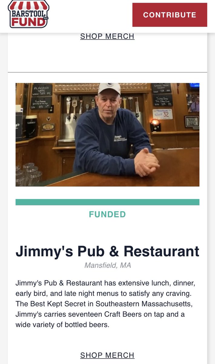 Just wanted to send a massive thank you to <a href="/stoolpresidente/">Dave Portnoy</a> for helping Jimmy’s Pub with the Barstool Fund. George really undersold it how much Jimmy’s is the heart of our small town.