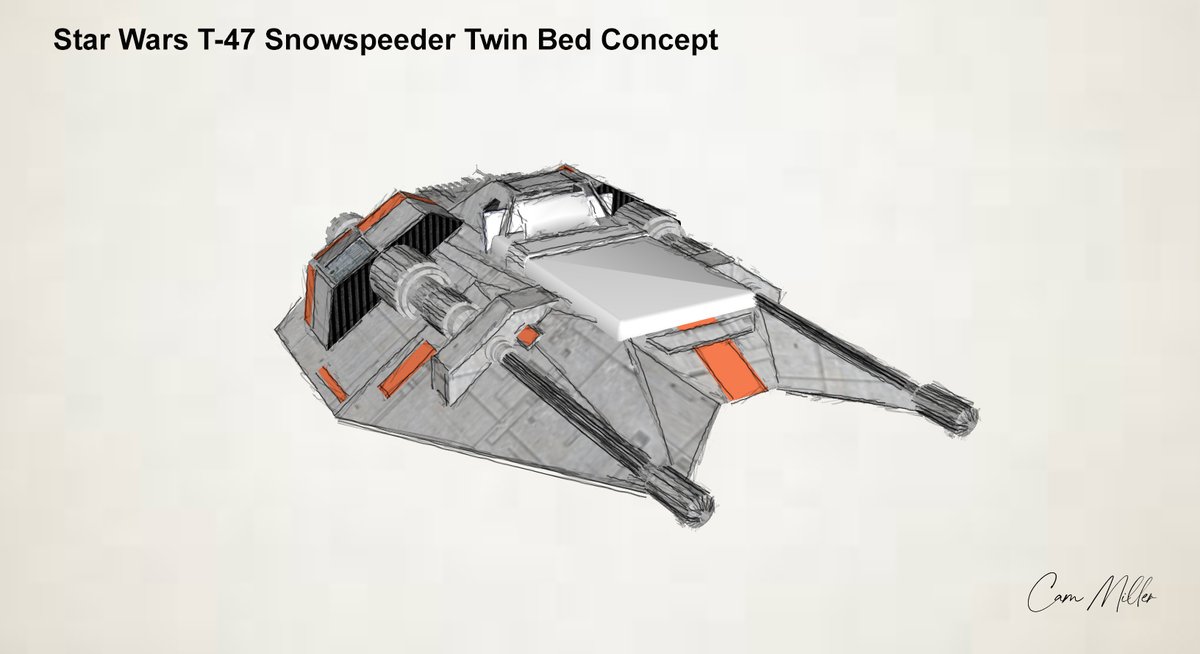 cammillerfilms's tweet photo. Starting to happen! My concept for Landon's Snowspeeder bed. Landon is my son's fiancées son. He is autistic and we are trying to get him to use his imagination. I am turning an extra room into Hoth/Echo Base. Where was I when I was 9 yrs old? :) #StarWars #UsingTheForce https://t.co/InQpVJUGlS