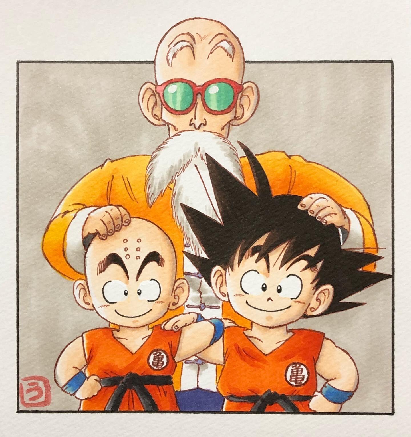 4wks 師弟 ドラゴンボール 孫悟空 悟空 少年悟空 孫悟空イラスト 悟空とクリリン 亀仙人 亀仙人の修行 ドラゴンボールイラスト ドラゴンボール祭 鳥山明 鳥山明リスペクト コピック お絵描き 模写 Copic Illustration Manga