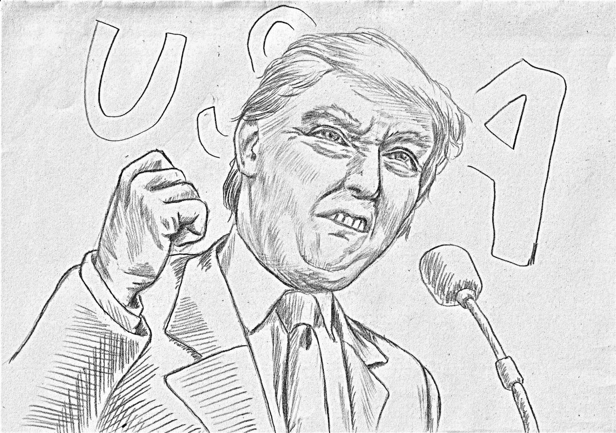 Tiger N 絵アカ 政治家似顔絵まとめ トランプ描いたのは去年10月 似顔絵を描き始めてから実際の顔のしわとか凹凸の出来方を学べて絵のレベルアップにつながった気がする 絵描きさんと繋がりたい イラスト好きな人と繋がりたい イラスト好きさんと