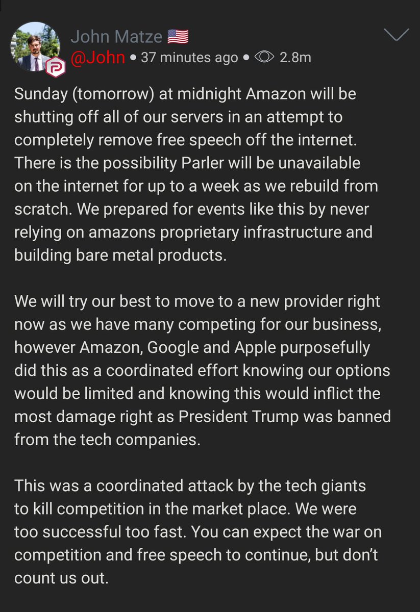 skywing_082's tweet image. Parler😭😭😭

#BigTechTyranny 
#BigTechCensorship 
#BigTechDictators