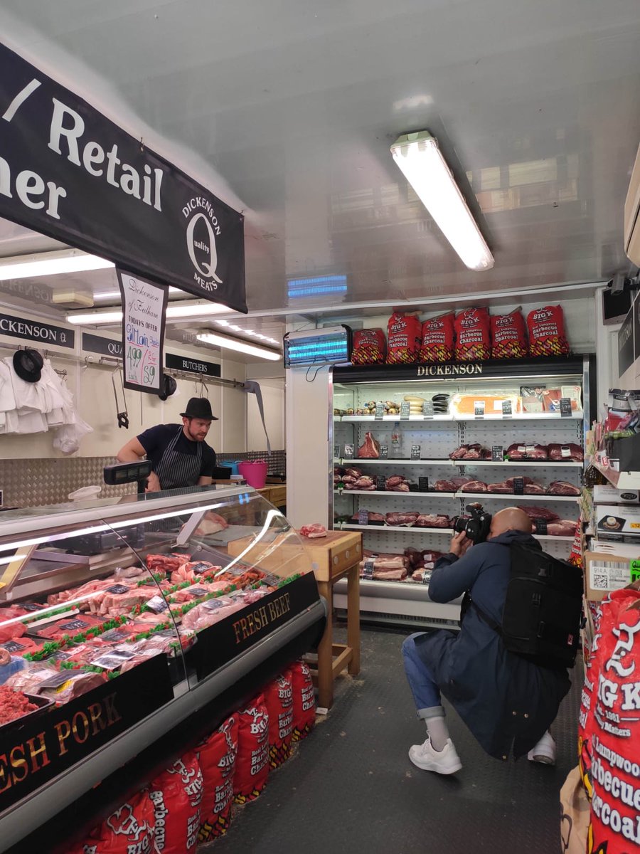 HFGiving's tweet photo. On Day 10 of UNITED's 31 Days of #Gratitude, we thank @Nahwand_Jaff for volunteering to snap our Humans of Hammersmith & Fulham series, which we launched at @LyricHammer! Anyone recognise the #Fulham butchers in the photo? #humansHF #unitedhf #photography #volunteer https://t.co/cLhI6mLuw3