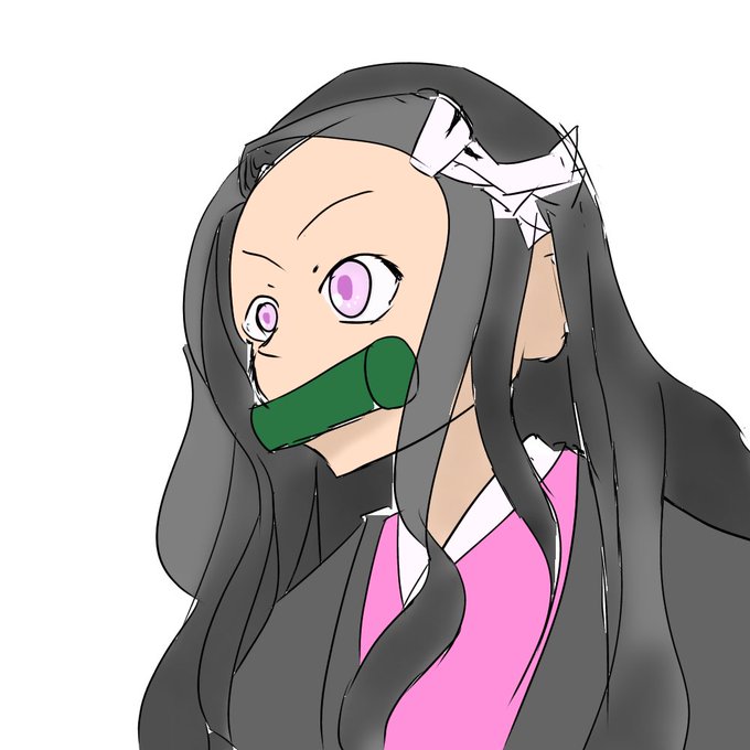 おきく OKIKUさんがTwitterに投稿した竈門禰豆子(鬼滅の刃)のイラスト。
