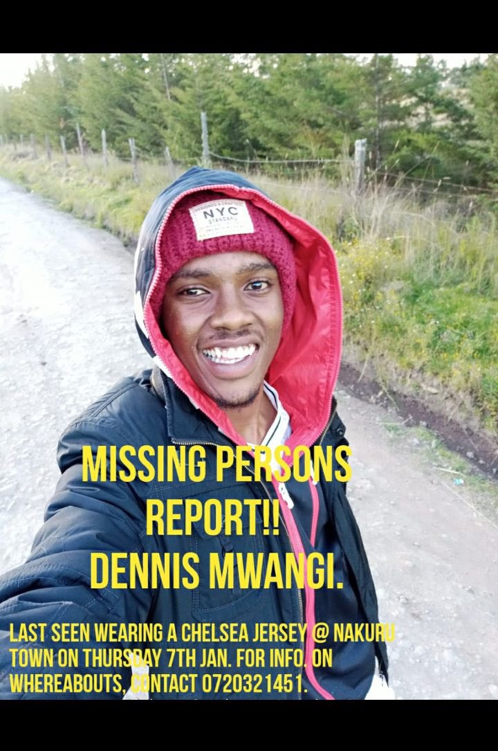 The_Yassin_'s tweet photo. Kindly Spread the word even if you know just one single person in Nakuru.
Any leads will be highly appreciated. 🙏🏽
Last seen wearing the blue Chelsea Jersey. https://t.co/cjbrkoJjvL