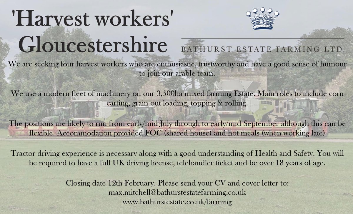 **HARVEST POSITIONS** please see ad below and RT. Check out our video: youtu.be/SgwLIKEKljQ