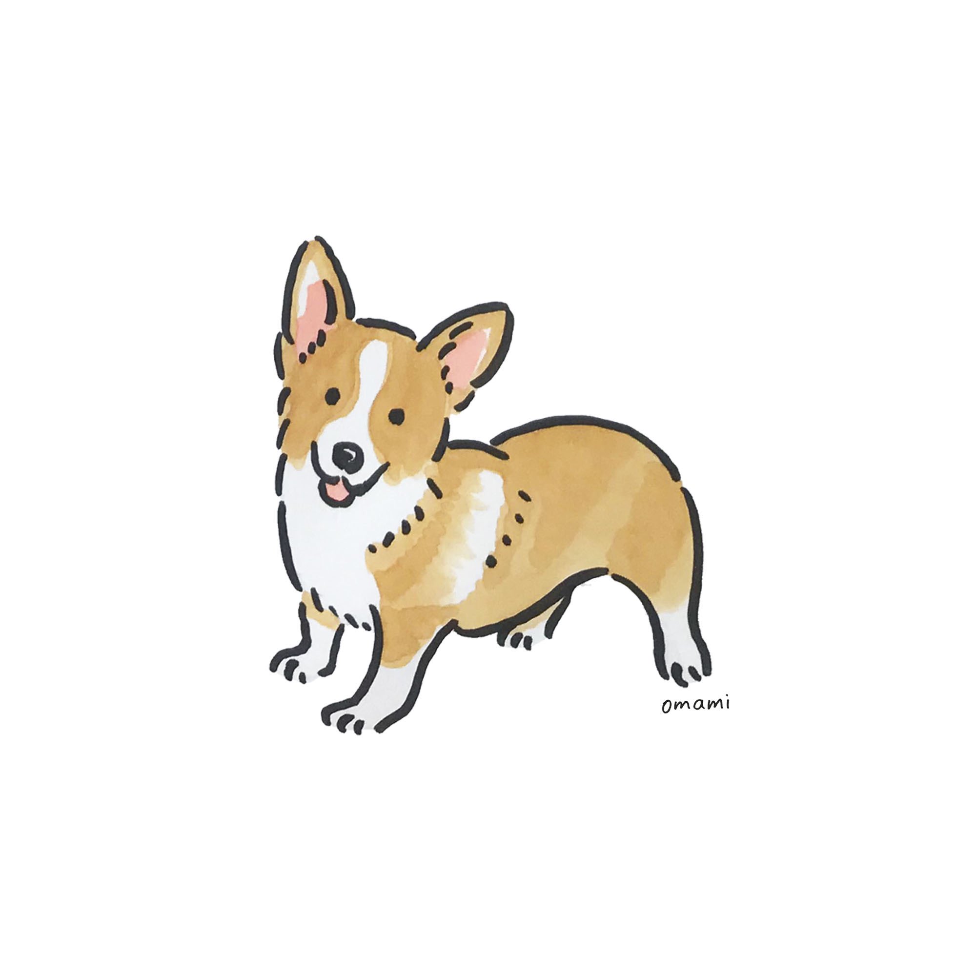 Omami 犬のイラストレーター この前の投稿のいろんな犬種が勢揃いした時のもの まずはチビちゃん達 パグは黒すぎてお顔がよく見えない 犬 Dog Corgi Pug Welshterrier コーギー パグ ウェルシュテリア イラスト いぬのきもち いらすとぐらむ