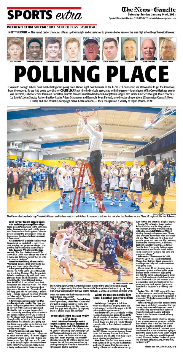 IlliniHQ's tweet photo. Sneak peek at Sunday's @news_gazette sports covers (and inside page devoted to #Illini hoops) feauring @srrichey on Ayo Dosunmu (@AyoDos_11), plus @Tatelines on #Illini football and @clikasNG has local experts weigh in on the area high school basketball scene.

@APSE_sportmedia https://t.co/BZKirfwFiw