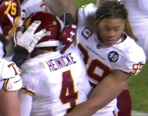 AFNTalk's tweet image. Even though the @WashingtonNFL lost, @theschmidt32 has given the team a huge silver lining. What a game. #TaylorHeinicke #washingtonfootballteam #NFLPlayoffs #NFL