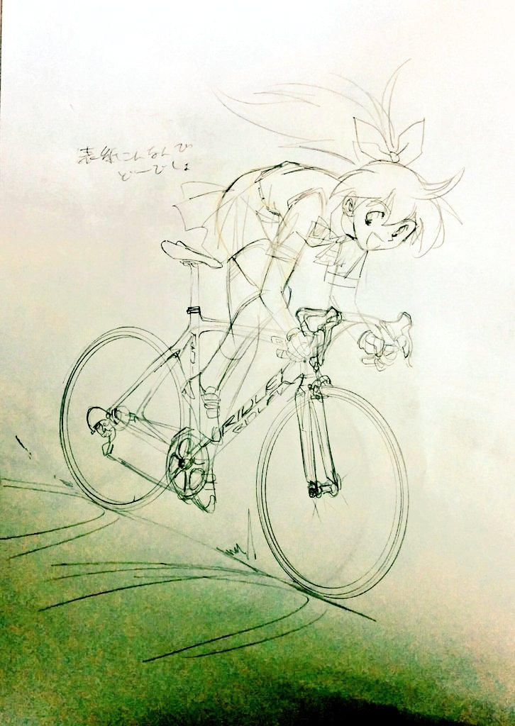 自転車を描く と
自転車で走っている所を描く は、全然違う。
どんだけ自転車が正確に描けてても、ヒトが乗って【
サマになってる】でないと、かえってその正確さが仇になる。
これはレースシーンでなくても、ママチャリの日常シーンでも同じだよ。