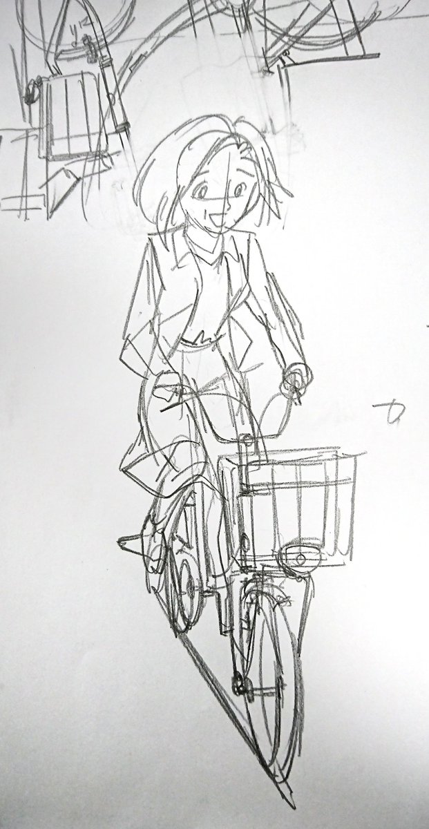 自転車を描く と
自転車で走っている所を描く は、全然違う。
どんだけ自転車が正確に描けてても、ヒトが乗って【
サマになってる】でないと、かえってその正確さが仇になる。
これはレースシーンでなくても、ママチャリの日常シーンでも同じだよ。