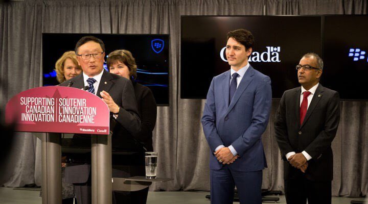 In 2016 John Chen, Executive Chairman and CEO of BlackBerry Limited  $BB was joined by Canadian Prime Minister Justin Trudeau today to unveil the BlackBerry QNX Autonomous Vehicle Innovation Centre (AVIC).