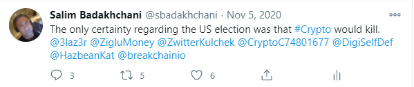 sbadakhchani's tweet photo. No I don't have a crystal ball. I could however see the institutional investors getting involved into crypto and coupled that with the unrest that would follow after the U.S. election. "Buy when there's blood in the streets, even if the blood is your own." https://t.co/eI7vbpSlwY