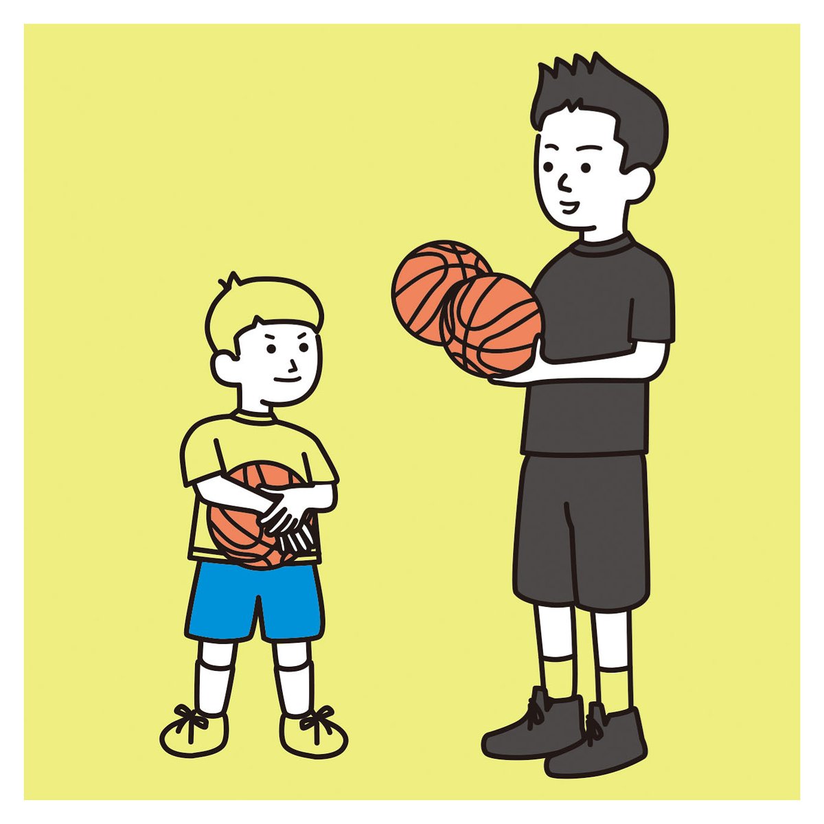 船津ミツヒロ I イラストレーター 四男 初めてのバスケ 2 たくさんボールにさわろう 2日に1絵 デジタル デジタル イラスト 絵 キャラクター ナウい少年 家族 バスケ バスケットボール 体験教室 Illustrator Photoshop Procreate Digitalart