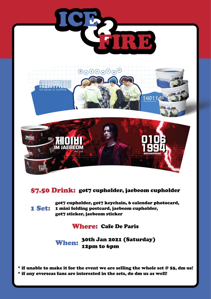 ICEANDFIRESG's tweet photo. ‹ ICE AND FIRE SG - GOT7 ANNIVERSARY ›

date: 30th Jan 2020
place: Cafe De Paris
time: 12pm to 6pm

#GOT7 #갓세븐 https://t.co/7tVx5gf9yG