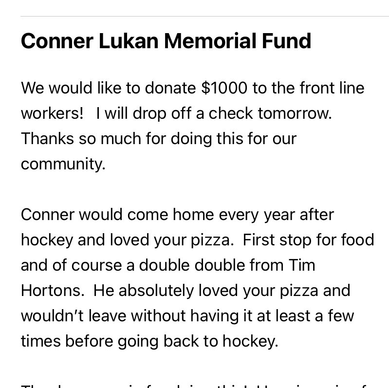 Thank you to The Conner Lukan Memorial Fund, Conners family and these local businesses for helping us raise almost $4,000 in 24 hrs to feed Frontline workers in #slavelake over the next few weeks. Conner loved Alimo's, and we are happy to do this in his memory. #feedthefrontline