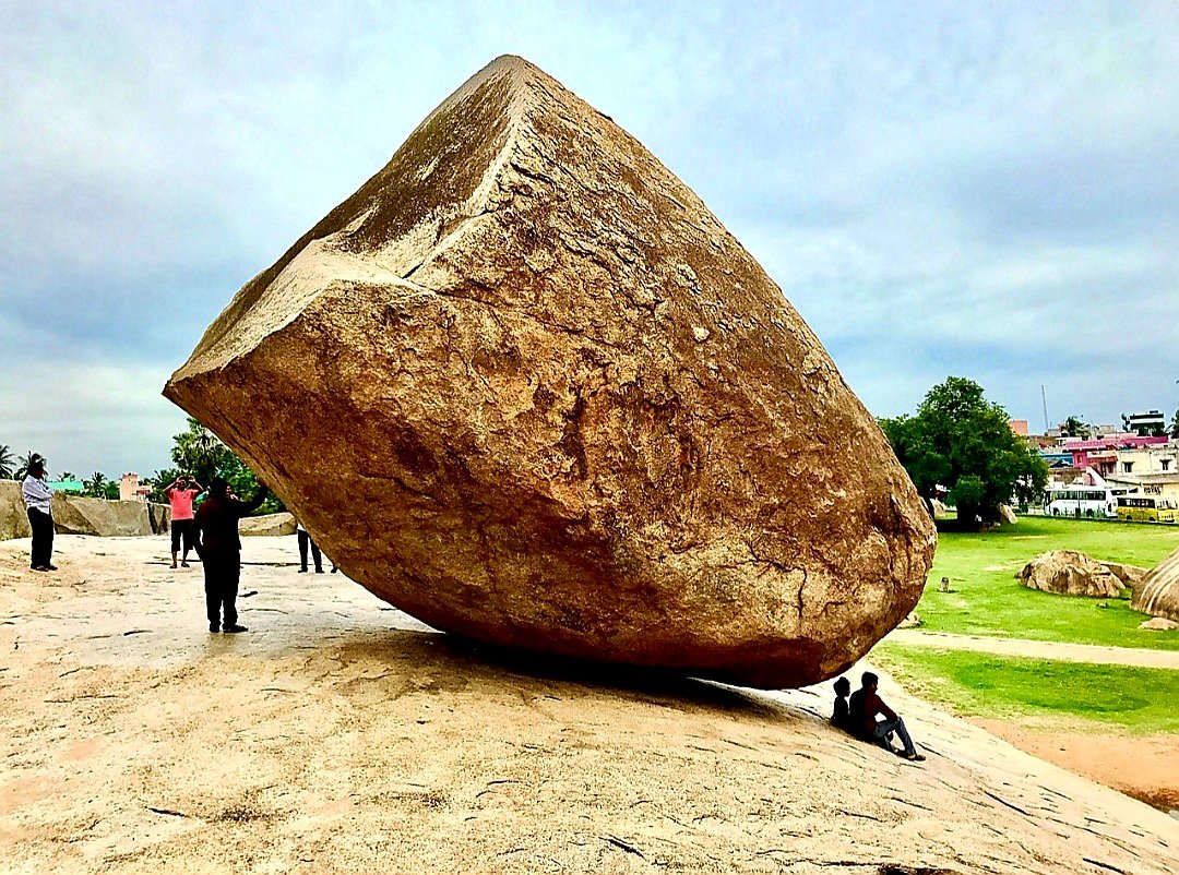 Legend has it, Pallava King Narasimhavarman (ruled South India from 630 to 668 A.D) made first attempt to remove this rock as it was believed that ‘heavenly rock’ should not be touched by sculptors.Ofcourse he failed to budge it even an inch.