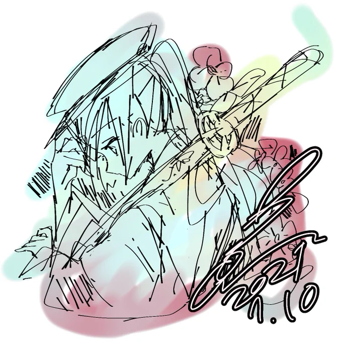 先に色のせて線画(落書き)やったらいいのができた 