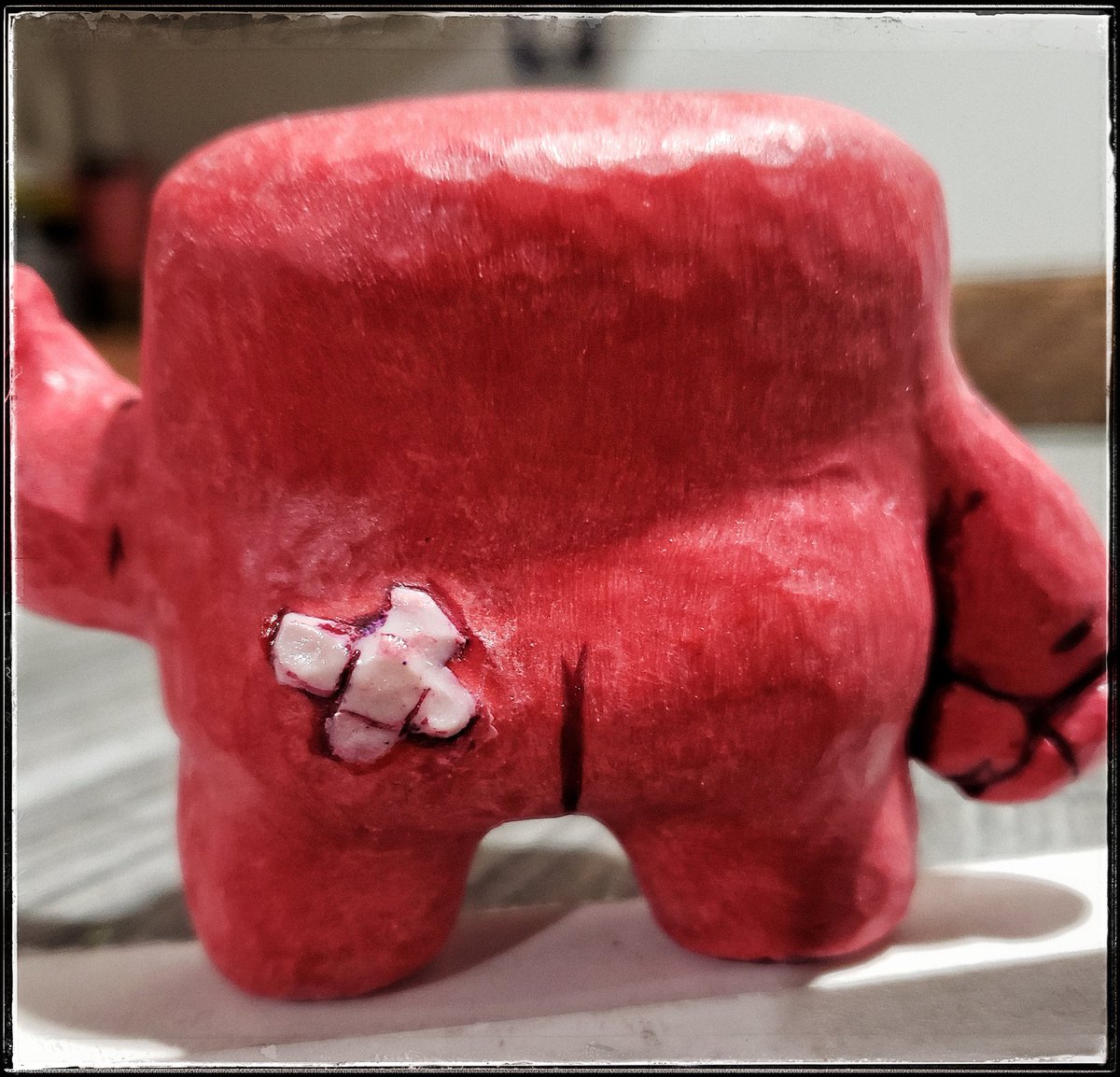 foetum's tweet photo. Meat Boy figure @SuperMeatBoy @edmundmcmillen #SuperMeatBoy https://t.co/AmDq84lG1e