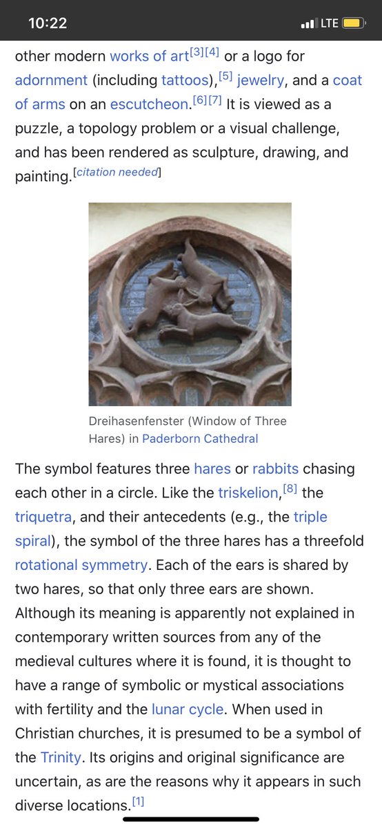 The trefoil is the focal point in many gothic structures, repeatedly and prominently shown. It is represented in many ways. ‘Going down the rabbit hole’ now makes sense, if you understand the center point of the ears is the center of the torus, with the rabbit trefoil.