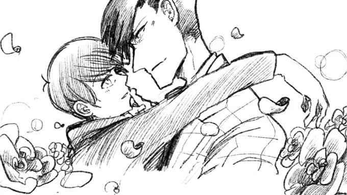 背景に薔薇背負える東おそを描いています 