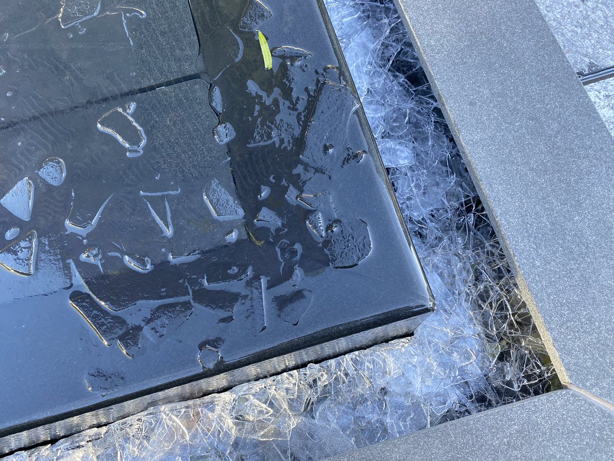 Passerby 池が凍っていた 排水路には流れてきた氷の破片