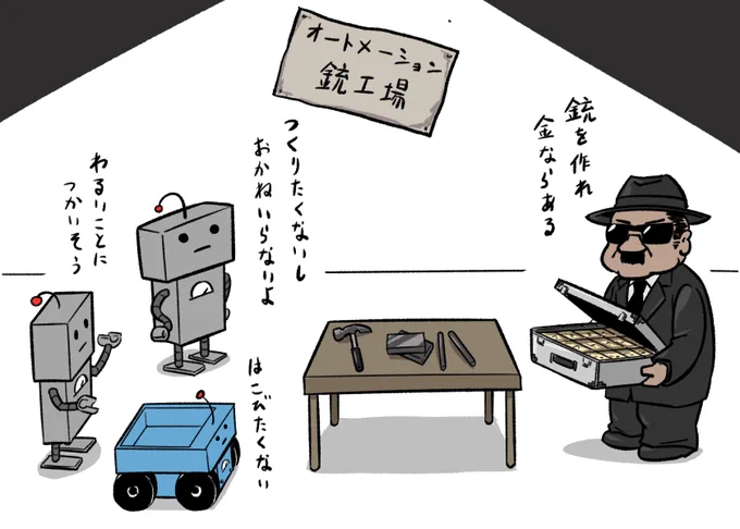 人工知能ロボットでもオートメーション化できなかった 未来の銃工場
#はたらかないロボ 