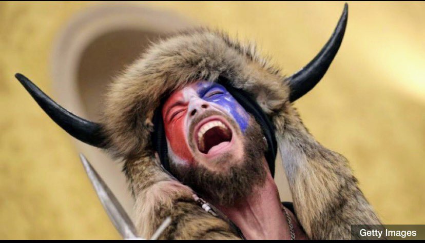  #QAnon idiot Jacob Anthony Chansley, has been arrested and is currently in jail. #FelonyMurderRule  #insurrection